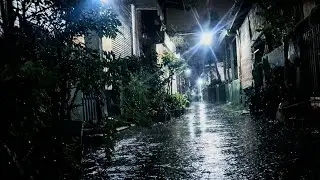 Walking Through a Quiet Neighborhood in the Rain | Night Ambience
