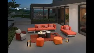 Fashionable garden sofa with fire pit, Dickens , sigarten outdoor fire pit