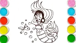 Cute Easy Mermaid Drawing,🌈✍️💖 Painting & Coloring Pages For Kids and Toddlers_ Kids Art #mermaid