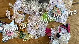 #slowstitch scrap fabric & lace flowers easy PROCESS VIDEO easy & relaxing