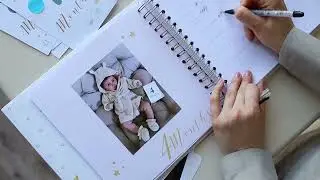 Baby Memory Book First 5 Years | Baby Photo Album with Monthly Milestones and Folders - 