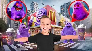 Vlad and Niki's Grimace Shake Surprise Birthday Party in Real life!