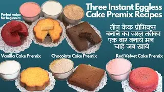Eggless Cake Premix | How to Make Vanilla, Chocolate, Red Velvet Cake Premix Recipe 3 केक प्रीमिक्स