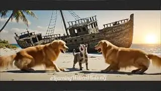 Cut Cat, dog and mouse lost in an island #trending #cute #ai 
