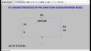 VI CHARACTERISTICS OF PN JUNCTION DIODE REVERSE BIAS using LtSpice