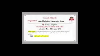 Link In Description: Q27 Collect Prime Numbers from a List | #java8 #streamapi #java8tutorials