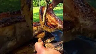 These Pork Belly Ribs MELT Off the Bone!! 😭🔥 #asmr #outdoors