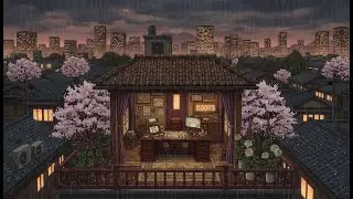 Calm Rooftop Study Atmosphere 🌸 Gentle Rain Lofi For Memory Retention And Undistracted Work