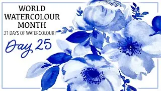 Monochrome Florals - Day 25 (31 Days Of Watercolour Practice)