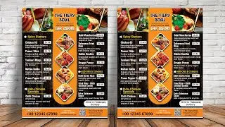 Restaurant Menu Flyer Design | Food Flyer Design | Food Menu Flyer Design | Photoshop Tutorial