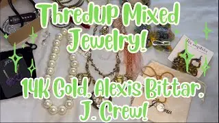 14K Gold! Alexis Bittar, J. Crew & More! ThredUP 15 Piece Mixed Jewelry Jar Rescue Box Unboxing!