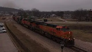 BNSF Freight Train with CSX Locomotive | Bright Graffiti | Cinematic Drone Footage