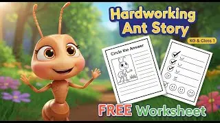 The Hardworking Ant 🐜 | Moral Story for Kids | FREE Worksheet