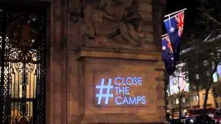 Refugees Welcome Guerilla Projection onto Australia House, London
