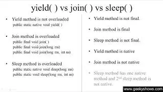 Difference between yield join and sleep Method in Java Programming (Hindi)