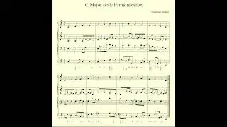 A four-voice harmonization of C major scale