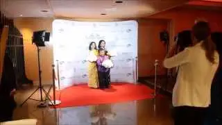 Red carpet step and repeat backdrop media wall paparazzi +Gobo Monogram Light |Pan Pacific Hotel