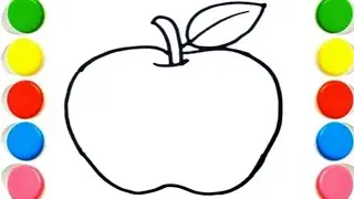 How To Draw cute apple Drawing, Painting & Coloring For Kids and Toddlers_ Child Art 🌈🎨