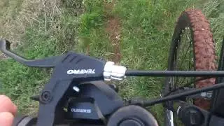 Arlo the wannabe Matt Jones Mountain Biker trying out his new bike at the bike track 