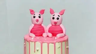 WINNIE THE POOH CAKE | PIGLET CAKE TUTORIAL| PINK DRIP CAKE