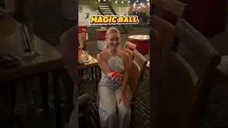 Magic ball to blonde Russian girl 😂 #magicreaction #magic #magicball #magicredball #streetmagic