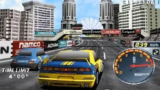 Rage Racer (PS1) - Over Pass City - Class 2 Gameplay [4K 60fps]