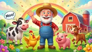 Old Men with happy Moo Moo Farm | Kids Story with Farm Animals