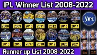 IPL Winners & Runners-Up List From 2008 to 2022 | Indian Premier League All Seasons Champion Team