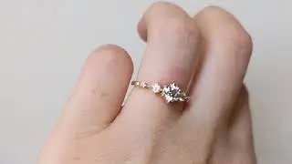 Dainty Engagement Ring | Vintage Moissanite Engagement Ring Round cut | 14K Rose Gold Ring