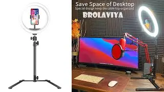 BROLAVIYA Overhead Video Mobile Stand with 10 Inch Ring Light