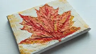 DIY Textured Autumn Leaves from your garden🍁/ Texture paste and Acrylic #bahariart
