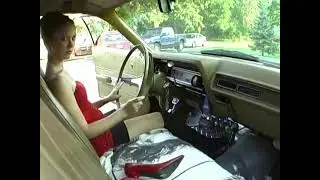 Jackie heels and socks revving Dodge