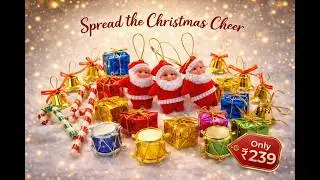 Christmas Tree Decoration Combo Set with Santa, Bells, Drums & Gift Box Ornaments &ndash; Festive Hanging