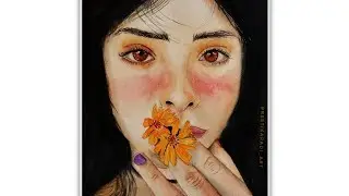 portrait painting of a girl's face / portrait painting / painting a face with watercolors