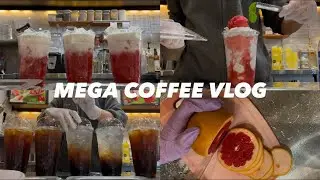 [MEGA VLOG]🍓딸기지옥ㅎㅎ🍓메가커피브이로그 / 카페알바브이로그/ 대학생브이로그  / cafe asmr