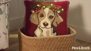 Indoor/Outdoor Lighted Holiday Hounds Rug & Pillows