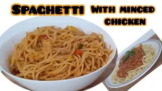 How I made spaghetti with minced chicken and vegetables.
