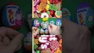 Unpacking KinderSurprise chocolate ASMR Most Popular Candies Lots of Colorful Rainbow Lollipop Candy