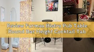 Review Furmax Bistro Pub Table Round Bar Height Cocktail Table Metal Base MDF Top Obsidian 23.8-Inch