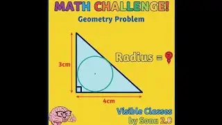 Find the radius of the circle inscribed in a right-angled triangle with sides 3cm and 4 cm.|| Maths