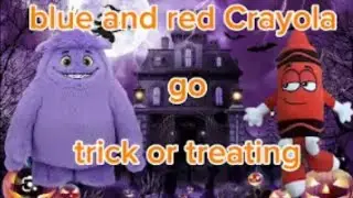 Blue and red Crayola go trick-or-treating