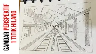 GAMBAR PERSPEKTIF 1 TITIK HILANG | MANUAL DRAWING PERSPECTIVE ONE POINT VIEW | STASIUN KERETA
