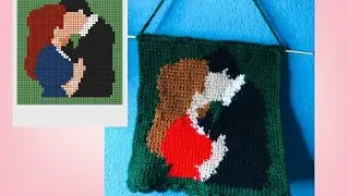 🔴Crochet Tutorial: Romantic couple kissing Wall Hanging pix art&ndash; Easy Step-by-Step Guide || Eps 87