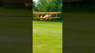 Stearman grass runway takeoff #taildragger #ww2aircraft #radialengine #sound