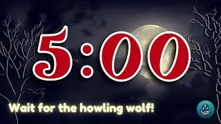 5-Minute Halloween Classroom Timer with Howling Wolf and Spooky Music 🐺⏰