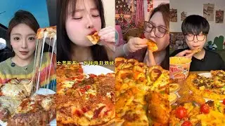 Crazy Cheese Pull Pizza Mukbang compilation🤤🍕