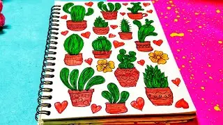 Doodle Art For Beginners|Doodle Cactus 🌵|Easy Drawing ideas|R Bees Art