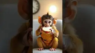 🐵 Baby Monkey Eats Fresh Sandwich Alone 🥪 | Cute & Funny #shorts #short #monkey