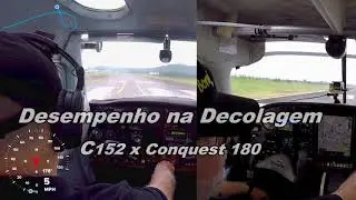 Cessna 152 x Conquest 180 - Decolagem