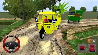 Piaggio Ape Auto | Indian Traffic Village Mud Off-road Driving Gameplay 😱 | Bus simulator Indonesia 